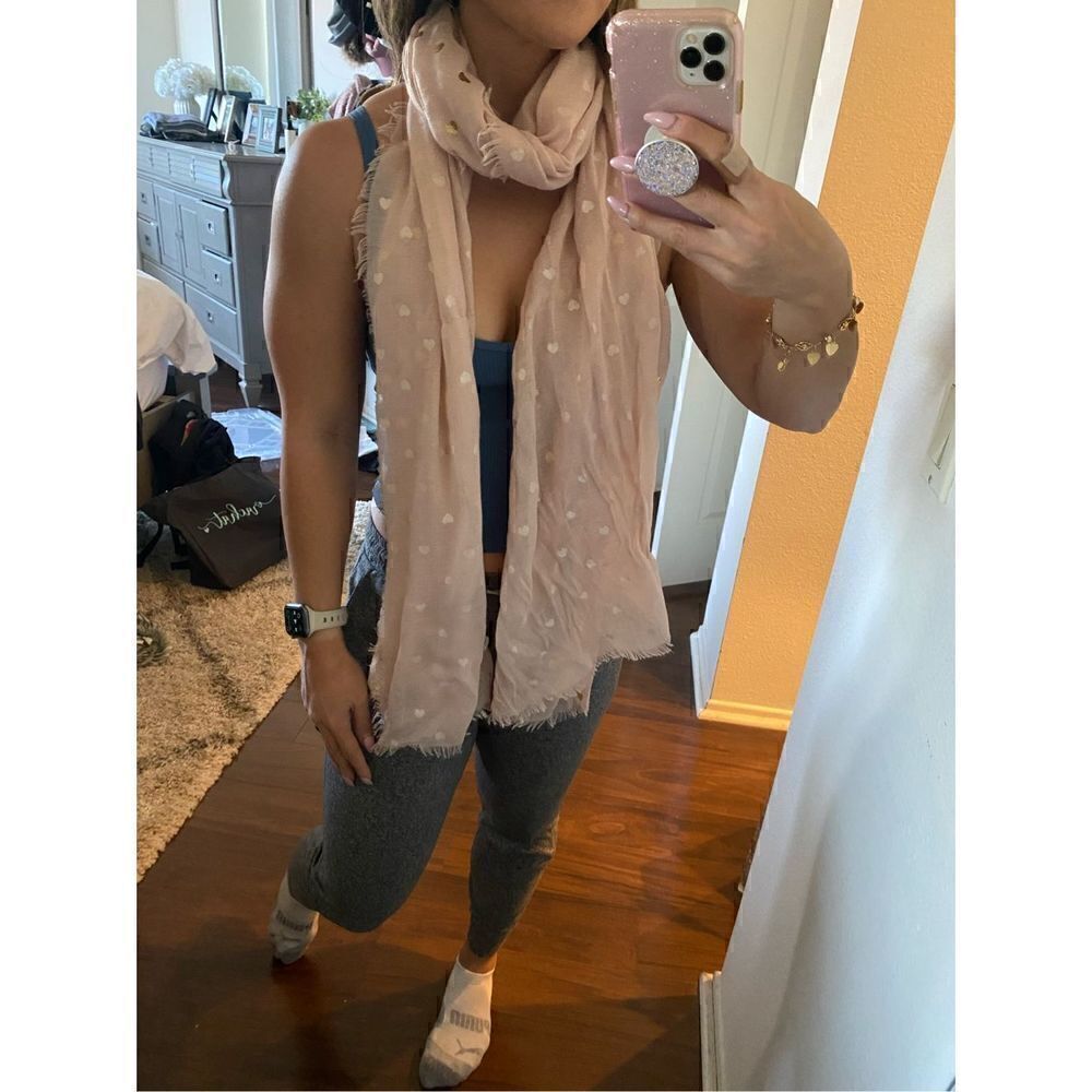 BCBGeneration light pink scarf with gold hearts